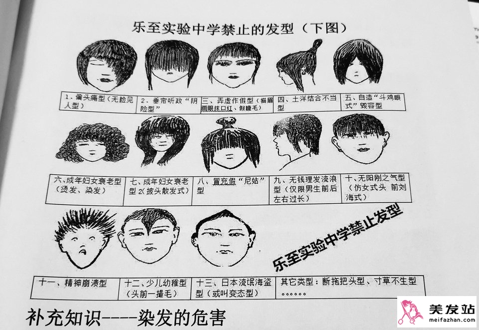 四川资阳中学禁止发型漫画