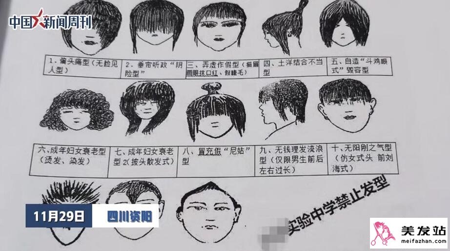 四川资阳中学禁止发型图册