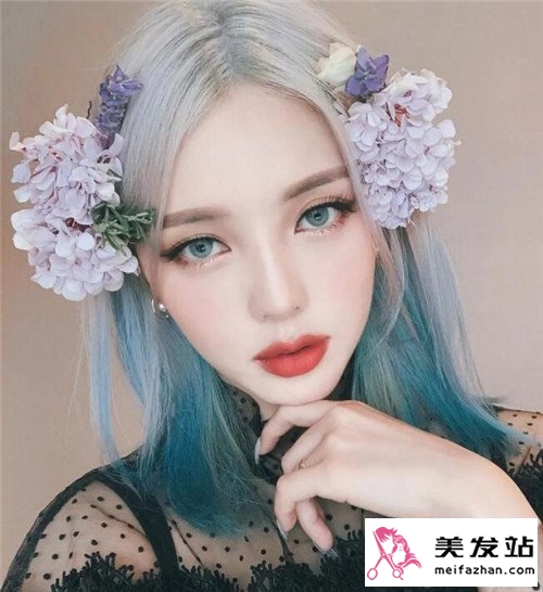 高级银蓝发色