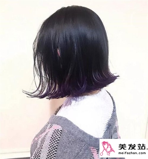 个性紫色裙摆染发型