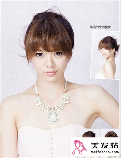 卷发女生简洁盘发图片 自然甜美风优雅又随意