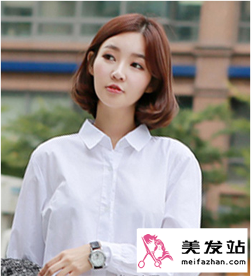 女生中长发短发内扣效果发型 时尚瘦脸气质魅力