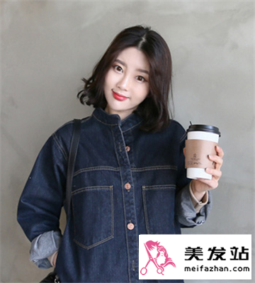 女生中长发短发内扣效果发型 时尚瘦脸气质魅力