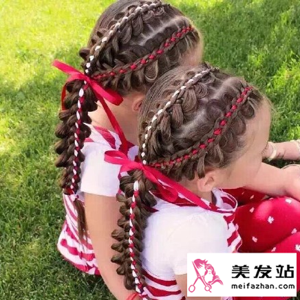 彩带编发图片