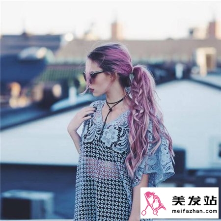 梦幻粉紫色染发图片