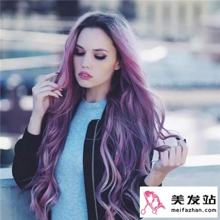 梦幻粉紫色染发图片