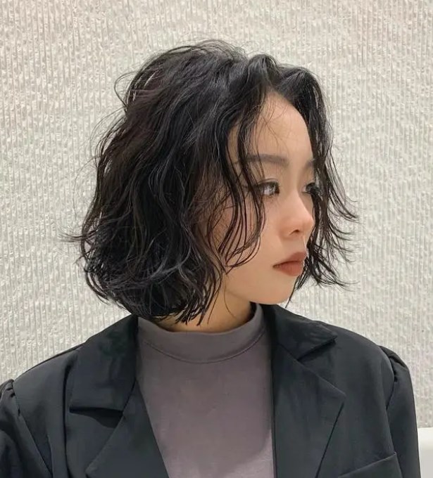 韩式烫发女中长短发图片