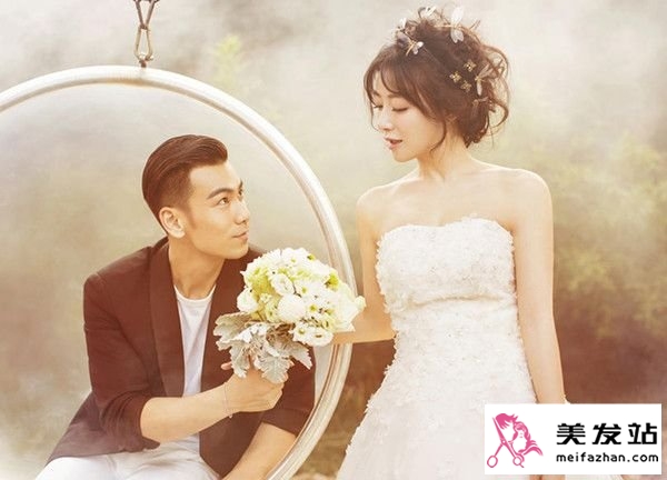 陈紫函婚纱照大盘点 光新娘发型就有好几种花样！ 陈紫函戴向宇婚礼