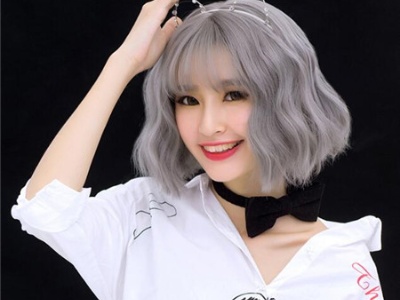 齐肩梨花头短发 亚麻色蛋卷梨花头