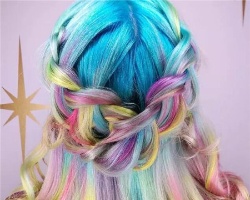 极光彩虹色头发 绚丽长发染发设计