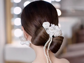 新娘珍珠盘发编发 仙气珍珠新娘发型