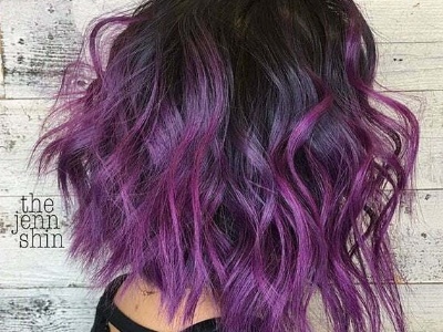 女生紫色染发效果图 唯美显白的梦幻发色
