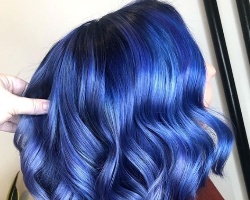 蓝色系染发发型效果图 时髦显白自带高级感