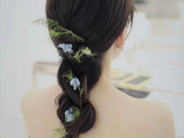 森系鲜花新娘发型 户外草坪婚礼造型
